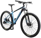 Mongoose Tyax Expert Adult Mountain Bike, 29-Inch Wheels, Tectonic T2 Aluminum Frame, Rigid Hardtail, Hydraulic Disc Brakes, Mens Large Frame, Black/Blue