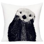 Smilyard Cute Otter Throw Pillow Covers Super Soft Decorative Pillow Covers Animal Cushion Cover for Home Sofa Bedroom Decor 18X18 Inch (Black Otter)