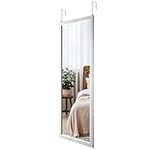 Dripex Over Door Mirror Full Length, 110 x 45cm Wall Mounted Mirror Door Hung Mirror for Bathroom/Bedroom/Wardrobe - Toughened Glass, Silver