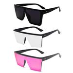 ZARCHE Oversized Square Sunglasses Large Lens Shades Fashion Sun Glasses Women Men (Set of 3 - Multicolour)