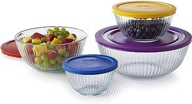 Pyrex 8-Piece 100 Years Glass Mixing Bowl Set (Limited Edition) - Assorted Colors Lids