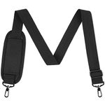 Ytonet Shoulder Strap, 52" Universal Adjustable Padded Laptop Shoulder Strap Replacement Comfortable Belt with Metal Hooks for Laptop Messenger Crossbody Bag Luggage Duffel Camera, Black