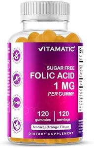 Vitamatic Folic Acid Gummies 1000 mcg (1 mg) - an Essential Prenatal Vitamins for Mom & Baby - Vitamin B9 - 120 Vegan Gummies (1)