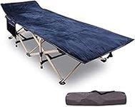 REDCAMP Folding Camping Cot with Pad for Adults, Sleeping Cot Bed with Carry Bag, Travel Camp Cots Portable for Outdoor Home Office, Blue