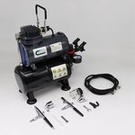 Airbrush Kit AS186 AS 186 with Compressor with Tank with 2 x Double Action Airbrushes and Hose