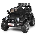 Maxmass Kids Electric Car, 12V Battery Powered Ride on Car with Remote Control, USB/TF/AUX, LED Lights, Music, Horn, 4 Suspension Wheels, 2-Seater Children Electric Vehicle for Boys Girls (Black)