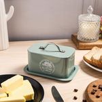 True Decor Steel Butter Box for Fridge Butter Tray with Lid Butter 500 gm Holder Box to Keep Butter (Green)