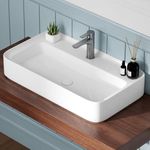 Eridanus Bathroom Vessel Sinks 31.5" x 18", Premium Wall Mount Bathroom Vanity Vessel Sink, Trough Floating Vessel Sink Rectangular, Lavabo para Baño, Ceramic Modern Bathroom Sink Art Washbasin