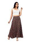 OTABU | Effortlessly and Beautiful Floral | Floral Pleated Maxi Skirts for Women | Perfect Long Skirts Elastic Waist Black-Rose