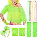 iZoeL 80s Fancy Dress for Women Halloween Costumes for Girls 80s Accessories Costume Outfits - 80s Top Headband Gloves Leg Warmers Necklace