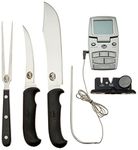 Bradley Smoker Carving Tools Set, 5-in-1 Carving Kit with Knives, Fork, Sharpener and Thermometer