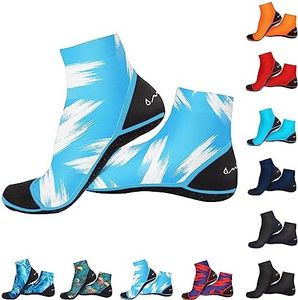 OMGear Sand Soccer Socks Water Socks for Women Men Youth Spandex Beach Volleyball Shoes Swimming Pool Socks Anti-slip Neoprene Snorkel Booties for Bodyboarding Scuba Diving Kayaking.(Patterned Blue,M)