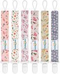 Babygoal Floral Pacifier Clips, 6 P