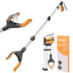 YAUNGEL 108 cm/43in Grabber Reacher Tool, 360° Rotatable Folding Gripper with Magnetic Gripper Arm, Long Rubbish Reacher Grabber for Seniors, Grab Aid for People with Disabilities (Orange)