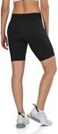 TCA Women's High Waisted Yoga Shorts – Tummy Control Buttery Soft Biker Shorts with 2 Open Side Pockets for Running, Gym, and Workout - Black Stealth, M