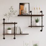 Industrial Pipe Shelving Wall Mounted, Rustic Floating Shelves Wall Shelf Unit Bookshelf Hanging Wall Shelves,Farmhouse Kitchen Bar Shelving (Vintage)