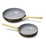Caraway Fry Pan Duo - Nonstick Ceramic Frying Pan (8" & 10.5”) - Non Toxic, PTFE & PFOA Free - Oven Safe & Compatible with All Stovetops (Gas, Electric & Induction) - Black