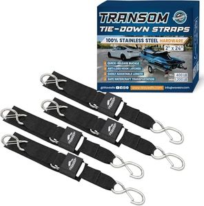 WavesRx Stainless Steel Boat & Jet Ski Transom Tie Down Straps – 2" x 24" (4PK) – Heavy Duty Trailer Tie Downs with Quick Release Buckles – 1,200 lbs MBS – Marine-Grade PWC & Boat Trailer Accessories