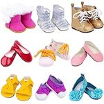 ZITA ELEMENT 9 Pairs of Shoes Fit for American 18 Inch Girl Doll Shoes Including Snow Boots, Leather Shoes, Sandals, Slipper