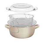 Premier Housewares 102112 Deep Fat Fryer Enamel Chip Basket Small Fryer 16x33x27,5L, Cream