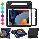 Surom Kids Case with Screen Protector for iPad 10.2 Inch 2021/2020/2019 (9th/8th/7th Generation), Shockproof Convertible Handle Stand iPad 10.2 9th/8th/7th Generation Case for Kids, Black