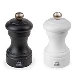 Peugeot 2/24291 Bistro Black Matte Pepper Mill and White Matte Salt Mill Set 4 Inch (Black and White Matte)