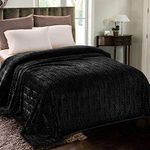 Whale Flotilla Flannel Fleece Twin Size Blanket for Bed, Soft Fluffy Velvet Bedspread Coverlet with Decorative Vintage Pattern for All Season, Warm and Lightweight, 60x80 Inch, Black