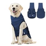 Dog Anxiety Relief Vest with Ear Muffs Calming Dog Anxiety Jacket with Reflective Strips Calming Coat Turtleneck for Noise and Stress Relief (Navy Bliue, M)