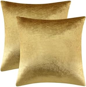 Gold Velvet Decorative Throw Pillow Covers for Sofa Bed 2 Pack Soft Cushion Cover