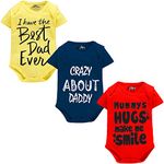 Kidbee Bodysuits 100% Cotton Sleepsuits Jumpsuit Bodysuit With Slogan for Newborn Baby Boys & Baby Girls Pack of 3 (Multicolor-3pc-B, 12-18 Months)