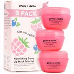 Lip Plumper Nourishing Berry Lip Mask - Tinted Lip Balm - Lip Moisturizer For Very Dry Lips - Lip Mask Overnight & Lip Treatment & Lip Sleeping Mask - Vegan Cruelty-Free Lip Care Products by grace and stella (Pack of 3)