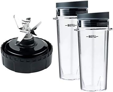 Replacement Parts for Nutri Ninja, Blender 6 Fins Blade Assembly and 2 Pack 16 oz Cup Set for BL770 BL780 BL660 Blender (3.35 inch)