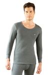 ONN Men's Solid Cotton Thermal Top Thermals_OT022_S_1PC_Black Melange_S: 80-85 cms