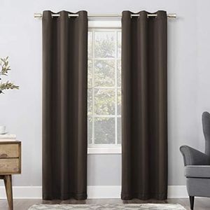 Sun Zero Easton Energy Saving Blackout Grommet Curtain Panel, 40" x 84", Cocoa Brown