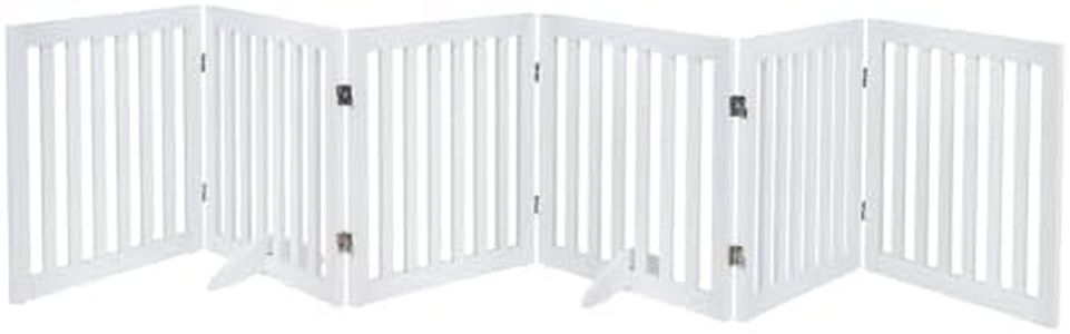 unipaws Barrière autoportante pour chien et chat, barrière en bois pour porte d'escalier, clôture pliable pour animaux de compagnie, barrière extensible pour chien avec 2 pieds de support, utilisation