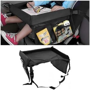 CGEAMDY Bureau Lap Pour Siège Voiture, Plateau Siège Voitures Pour Enfants, Plateau De Voyage Enfant Voitures Avec Grande Espace Sac Rangement Accessoires Voiture De Voyage Polyvalent(Noir)
