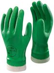 2 x Pairs of Showa 600 PVC Green Gloves Gardening Garden Work Safety Coated & Supple - Size 9 / Large