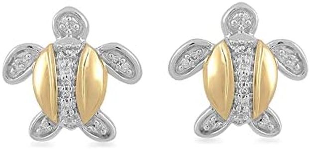 Jewelili gold-plated-silver round-shape I-J white-diamond