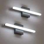 Combuh LED Bathroom Vanity Light Bar 16 Inch 9W Black IP44 Over Mirror Lighting Fixture Wall Sconces Indoor Modern Cool White 6000K Set of 2