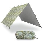 AQUAQUEST DEFENDER Waterproof Camping Tarp - Heavy Duty Tent Shelter or Rain Fly - Camping Essentials for Hiking, Bushcraft & Hammock, 3 x 3 m Boulder Camo