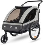 Veelar Sports Suspension Bike Trailer & Stroller 2 in 1 Double Seat for Toddlers, Kids, Child Bicycle Carrier Jogger (Gray)