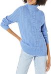 Amazon Essentials Women's Fisherman Cable Turtleneck Sweater (Available in Plus Size), Blue, Large