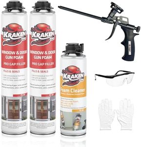 Kraken Bond Window & Door Expanding Foam Sealant - (2x24oz) Professional Gap Filling Gun Use Polyurethane Spray Foam, Low Expansion Waterproof Gap Filler, Gun&Cleaner Included - 2 Pack