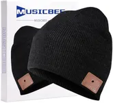 beanie Bluetooth, MUSICBEE Bluetooth V5.2 Wireless Knit Winter Cap, 30 Hour Play time, Built-in Microphone and HD Stereo Speakers(Black