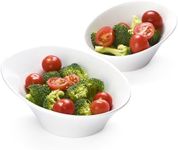 Bruntmor Ceramic Porcelain Salad Bowls - Angled Bowls Ceramic for Salad, Noodle, Pasta, Cereal, Soup - Kitchen Bowl, Ideal for Home and Restaurant - 8.3'' & 6'' - Set of 2 - White