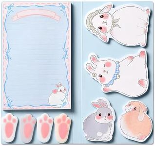 Hommie Cute Sticky Notes Set, Sticky Notes Set Planner Dividers, Easter Bunny Self-Stick Memo Pads with Animal Divider Tabs, Bundle Writing Designs for Office, School, Easter Party Supplies