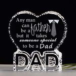 Crystal Paperweight Birthday Gift for Dad, Etched Father Sayings Presents for Daddy Father's Day from Daughter, Display Keepsake Ornament for Home