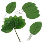 Yolev 200 Pcs Fake Leaves Crafts 10 cm Artificial Leaves Faux Silk Rose Leaves for DIY Floral Arrangements Wedding Garland Party Garden Decorations(Dark Green)