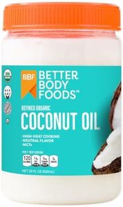 BetterBody Foods Organic Refined Coconut Oil, 28 Fl Oz, All Purpose Oil for Cooking, Baking, Hair and Skin Care