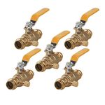 Midline Valve 532VLV012D-5 Premium Press Ball Valve with Drain with 1/2 in. Connections, Brass (Pack of 5)